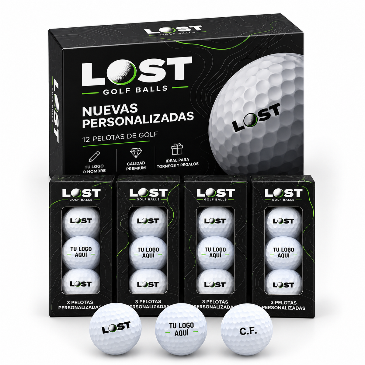 LOST Custom 12 | 12 Pelotas de Golf Nuevas